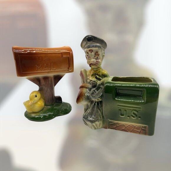 Royal Copley MCM Mailbox Design Planters, Set of 2, Collectible Home Decor Vtg - Picture 2 of 16